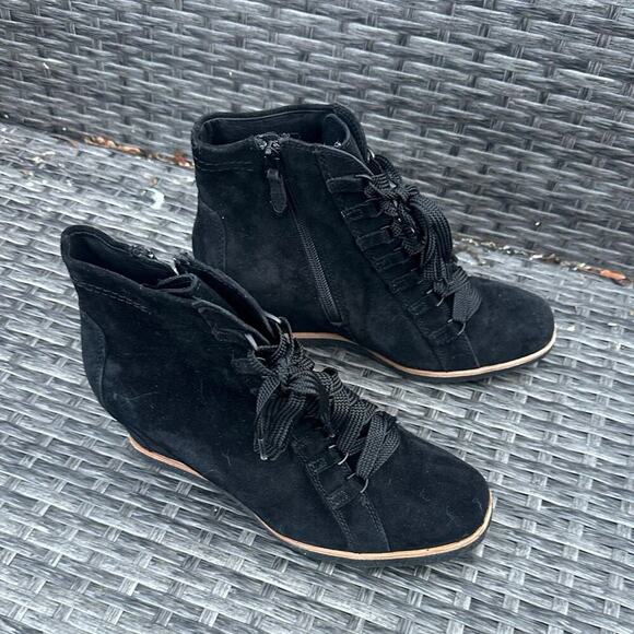 Earth Shoes Kalmar Wedge Leather Ankle Booties Size 9 - Picture 4 of 11